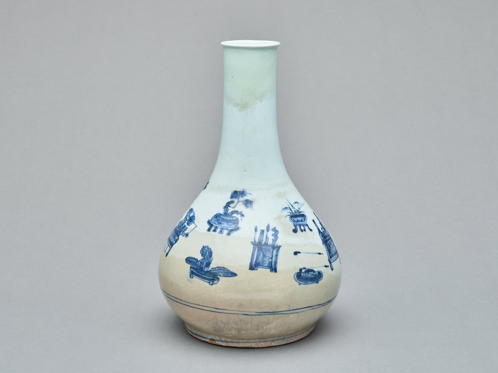 백자청화기명절지문병, 도자기, 19세기, 서울역사박물관 소장